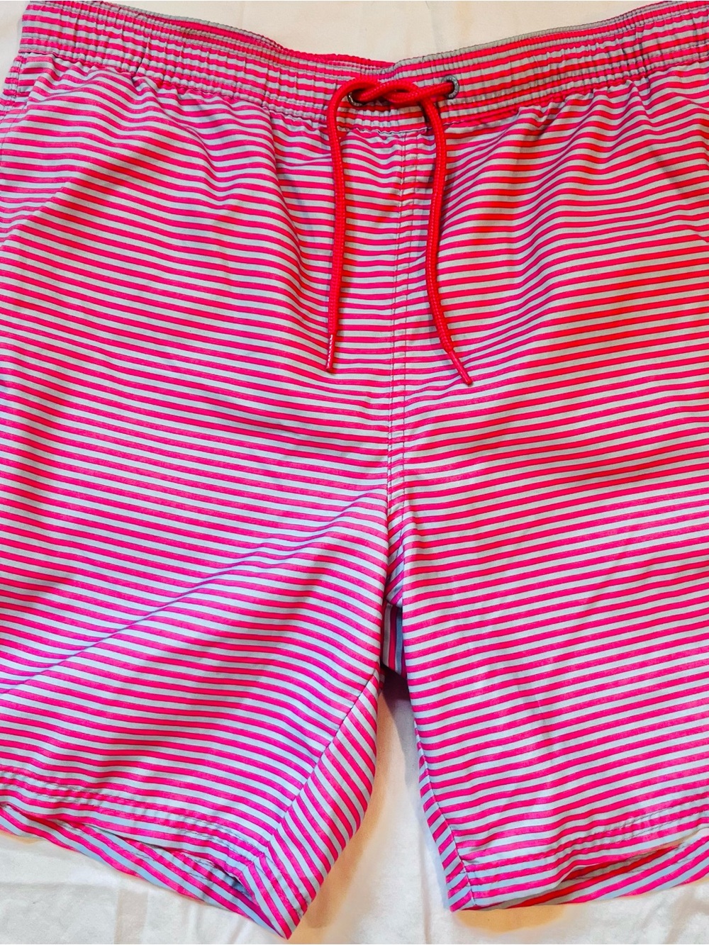 Vineyard Vines Pink & White Striped Swim Trunks